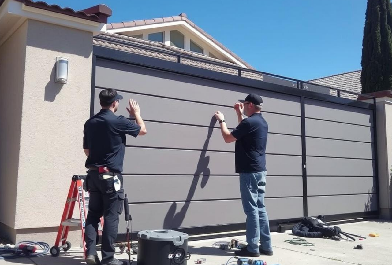 Technician performing garage door repair in Fort Lauderdale, FL - professional and reliable garage door services.